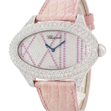 腕時計 ショパール CHOPARD オーバルウォッチ 137146-1004‑0001 クオーツ メンズ レディース K18WG無垢 純正ダイヤ フルパヴェ