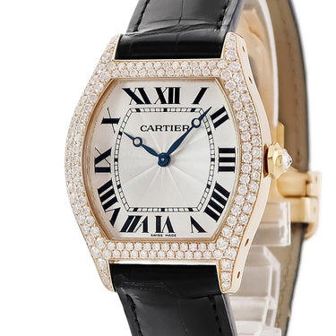 腕時計 カルティエ Cartier トーチュ LM WA503951 手巻き メンズ レディース K18PG無垢 純正ダイヤ トノウ ローマン 青針