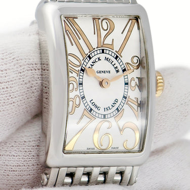 腕時計 フランクミュラー FRANCK MULLER ロングアイランド レリーフ 902QZRELSTG クオーツ レディース K18PG×SS コンビ 角型 ビザン数字