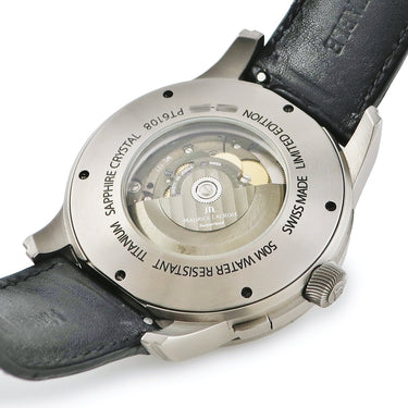 腕時計 モーリスラクロア Maurice Lacroix ポントス オフセンター GMT PT6108-TT031-291 自動巻き メンズ OH済 グレー デイト ワールドタイム