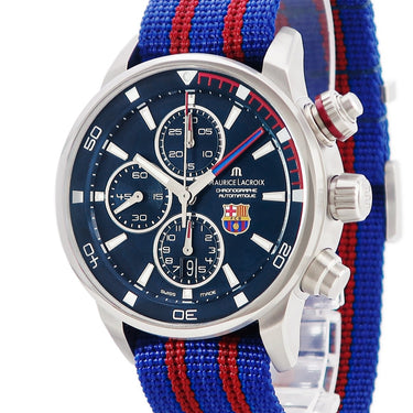 腕時計 モーリスラクロア Maurice Lacroix ポントス クロノグラフ PT6008-SS002-431 自動巻き メンズ FCバルセロナ コラボ ブルー サッカー