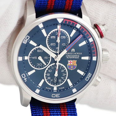 腕時計 モーリスラクロア Maurice Lacroix ポントス クロノグラフ PT6008-SS002-431 自動巻き メンズ FCバルセロナ コラボ ブルー サッカー