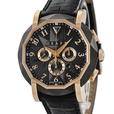 腕時計 グラフ GRAFF クロノグラフ CG42DLCGG 自動巻き メンズ 純正エメラルド ダイヤ K18RG×黒DLC加工 アラビア 多角形 限定