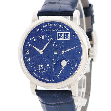 腕時計 ランゲ&ゾーネ LANGE&SOHNE リトル ランゲ1 ムーンフェイズ 182.086 LSLS1823AX 手巻き メンズ K18WG無垢 星空 ラージデイト