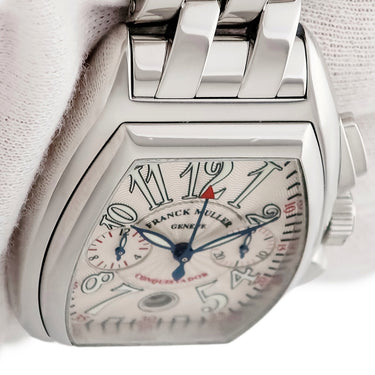 腕時計 フランクミュラー FRANCK MULLER コンキスタドール クロノグラフ 8005CC 自動巻き メンズ ギヨシェ デイト ビザン数字 青針
