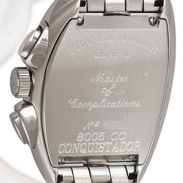 腕時計 フランクミュラー FRANCK MULLER コンキスタドール クロノグラフ 8005CC 自動巻き メンズ ギヨシェ デイト ビザン数字 青針