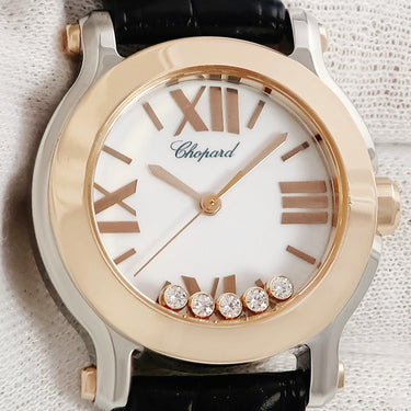 腕時計 ショパール CHOPARD ハッピースポーツ ミニ マーク2 30mm 278509-6001 クオーツ レディース K18RG×SS コンビ 純正ダイヤ