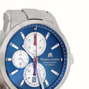 腕時計 モーリスラクロア Maurice Lacroix ポントス クロノグラフ PT6388-SS002-430-1 自動巻き メンズ OH済 ブルー デイト スモールセコンド