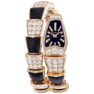 腕時計 ブルガリ BVLGARI セルペンティ 101790 SPP26G クオーツ レディース 純正ダイヤ K18RG×オニキス シングル ツートンカラー