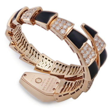 腕時計 ブルガリ BVLGARI セルペンティ 101790 SPP26G クオーツ レディース 純正ダイヤ K18RG×オニキス シングル ツートンカラー