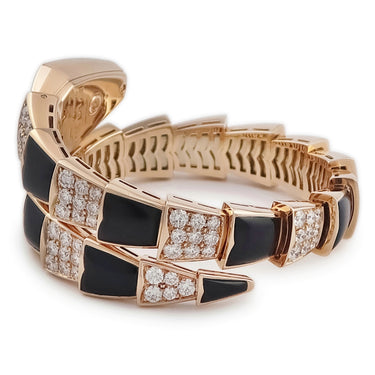 腕時計 ブルガリ BVLGARI セルペンティ 101790 SPP26G クオーツ レディース 純正ダイヤ K18RG×オニキス シングル ツートンカラー