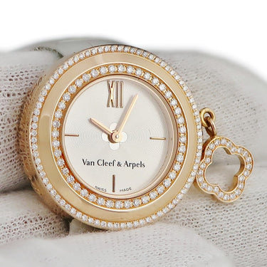 腕時計 ヴァンクリーフアーペル Van Cleef & Arpels チャーム ミニウォッチ VCARO29800 クオーツ レディース K18PG無垢 純正ダイヤ アルハンブラ