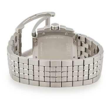 腕時計 ピアジェ PIAGET アップストリーム 27050 自動巻き メンズ OH済 グレー シルバー ベゼルバックル 角型 アラビア デイト