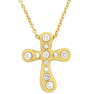 ティファニー Tiffany & Co ドッツクロス ダイヤ イエローゴールド K18YG ネックレス エルサ ペレッティ