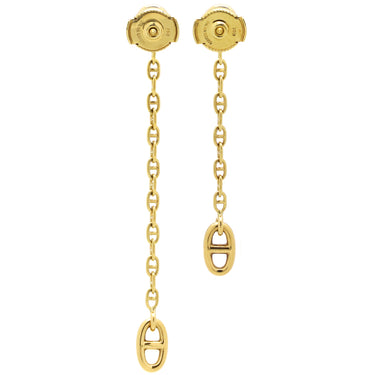 エルメス HERMES ニューファランドール チェーン イエローゴールド K18YG ダイヤモンド ピアス イエローゴールド ドロップピアス シェーヌダンクル ダイヤ Au750 18K