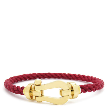 フレッド FRED フォース10 LM   レッドXイエローゴールド K18YG ステンレスケーブル GP #16 ブレスレット 赤