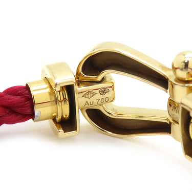 フレッド FRED フォース10 LM   レッドXイエローゴールド K18YG ステンレスケーブル GP #16 ブレスレット 赤