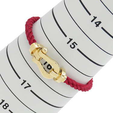 フレッド FRED フォース10 LM   レッドXイエローゴールド K18YG ステンレスケーブル GP #16 ブレスレット 赤