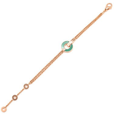 ブルガリ BVLGARI オープンワーク ブレスレット 357564 グリーンXローズゴールド K18PG ダイヤモンド マラカイト SM ブレスレット ピンクゴールド 750PG RG 1Pダイヤ