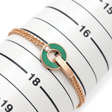 ブルガリ BVLGARI オープンワーク ブレスレット 357564 グリーンXローズゴールド K18PG ダイヤモンド マラカイト SM ブレスレット ピンクゴールド 750PG RG 1Pダイヤ