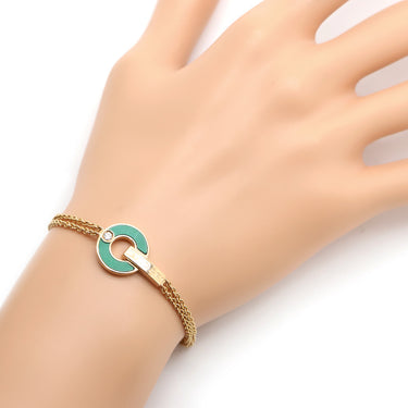 ブルガリ BVLGARI オープンワーク ブレスレット 357564 グリーンXローズゴールド K18PG ダイヤモンド マラカイト SM ブレスレット ピンクゴールド 750PG RG 1Pダイヤ