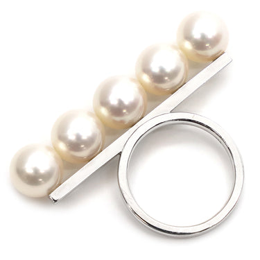 TASAKI TASAKI バランス シグネチャー R-4398-18KWG イエローゴールド K18WG パール リング 指輪 AU750 あこや真珠 5P 5粒 10号