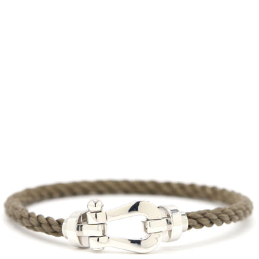 フレッド FRED フォース10 LM   グレージュXホワイトゴールド K18WG ステンレスケーブル メタル ＃17 ブレスレット