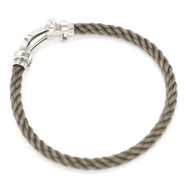 フレッド FRED フォース10 LM   グレージュXホワイトゴールド K18WG ステンレスケーブル メタル ＃17 ブレスレット