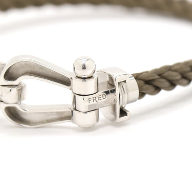 フレッド FRED フォース10 LM   グレージュXホワイトゴールド K18WG ステンレスケーブル メタル ＃17 ブレスレット