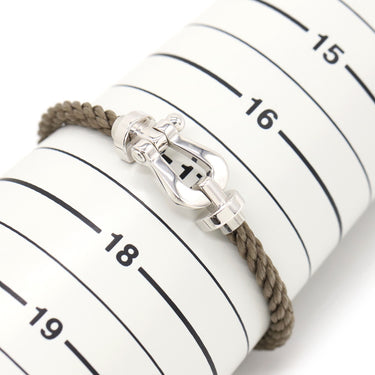 フレッド FRED フォース10 LM   グレージュXホワイトゴールド K18WG ステンレスケーブル メタル ＃17 ブレスレット