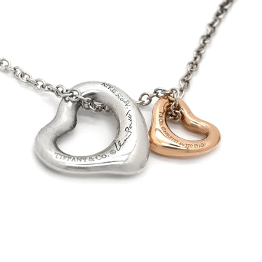 ティファニー Tiffany & Co ダブルオープンハート エクストラミニ 60991561 シルバー×イエローゴールド K18PG シルバー925 ネックレス T＆Co. AG925 18K PG ペレッティ