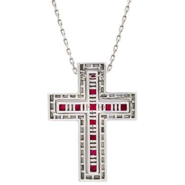 ダミアーニ DAMIANI ベルエポック L バゲットダイヤ ホワイトゴールド K18WG ダイヤモンド ルビー ネックレス ペンダント 750 18金 クロス 十字架
