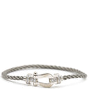 フレッド FRED フォース10 MM ハーフ ダイヤモンド シルバーXホワイトゴールド K18WG ダイヤモンド ステンレスケーブル メタル ＃15 ブレスレット