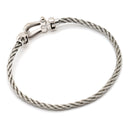 フレッド FRED フォース10 MM ハーフ ダイヤモンド シルバーXホワイトゴールド K18WG ダイヤモンド ステンレスケーブル メタル ＃15 ブレスレット