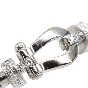 フレッド FRED フォース10 MM ハーフ ダイヤモンド シルバーXホワイトゴールド K18WG ダイヤモンド ステンレスケーブル メタル ＃15 ブレスレット