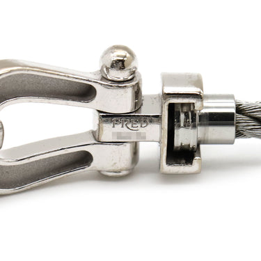 フレッド FRED フォース10 MM ハーフ ダイヤモンド シルバーXホワイトゴールド K18WG ダイヤモンド ステンレスケーブル メタル ＃15 ブレスレット