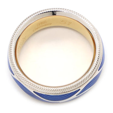 ミキモト MIKIMOTO ウェレンドルフ エマイユ ダイヤリング ブルーXホワイトゴールドXイエローゴールド K18WG K18YG エマイユ ダイヤモンド #51(JP11) リング 指輪 青 Wellendorff 1Pダイヤ 10.5号