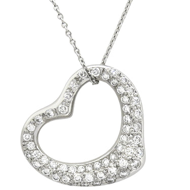 ティファニー Tiffany & Co オープンハート パヴェダイヤ プラチナシルバー Pt950 ダイヤモンド ネックレス エルサペレッティ 18K T&Co.