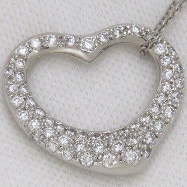 ティファニー Tiffany & Co オープンハート パヴェダイヤ プラチナシルバー Pt950 ダイヤモンド ネックレス エルサペレッティ 18K T&Co.
