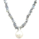 山本真理 MARI YAMAMOTO パールネックレス パールホワイトXグレー パール K14WG ネックレス シルバー金具 真珠 1粒 ケシパール