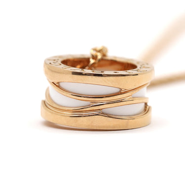 ブルガリ BVLGARI ビーゼロワン レジェンド ネックレス ピンクゴールドXホワイト K18PG セラミック ネックレス B-zero1 ペンダント 18K 750PG 白