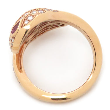 ブルガリ BVLGARI セルペンティ セドゥットーリ ダブルヘッド リング 358109 ピンクゴールド K18PG ダイヤモンド ルベライト リング 指輪 750AU スネーク 10号