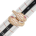 ブルガリ BVLGARI セルペンティ セドゥットーリ ダブルヘッド リング 358109 ピンクゴールド K18PG ダイヤモンド ルベライト リング 指輪 750AU スネーク 10号