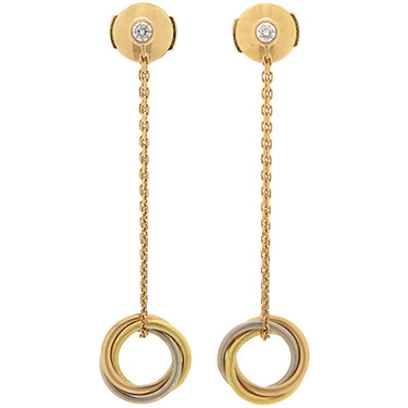カルティエ Cartier トリニティ ダイヤ ホワイトゴールドXイエローゴールドXピンクゴールド K18YG K18PG K18WG ピアス ドロップ 1P 750 18K