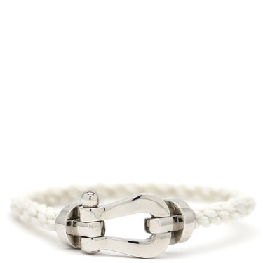 フレッド FRED フォース10 LM   ホワイトXホワイトゴールド K18WG ステンレスケーブル メタル ＃15 ブレスレット 白