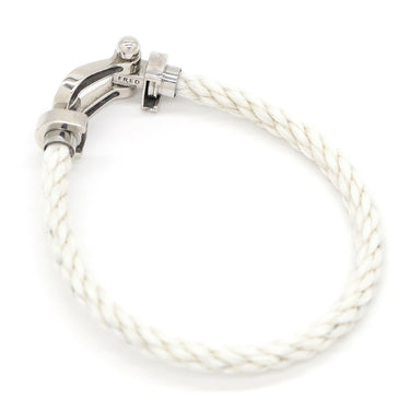 フレッド FRED フォース10 LM   ホワイトXホワイトゴールド K18WG ステンレスケーブル メタル ＃15 ブレスレット 白