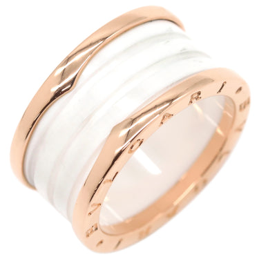 ブルガリ BVLGARI ビーゼロワン B-zero1 4バンドリング ピンクゴールド×ホワイト K18PG セラミック #60 リング 指輪 白 750PG 18金 19.5号