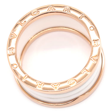 ブルガリ BVLGARI ビーゼロワン B-zero1 4バンドリング ピンクゴールド×ホワイト K18PG セラミック #60 リング 指輪 白 750PG 18金 19.5号