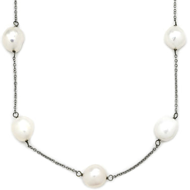 ノンブランド NON BRAND バロックパール ホワイト パール メタル ネックレス 淡水パール