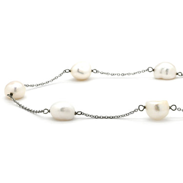 ノンブランド NON BRAND バロックパール ホワイト パール メタル ネックレス 淡水パール